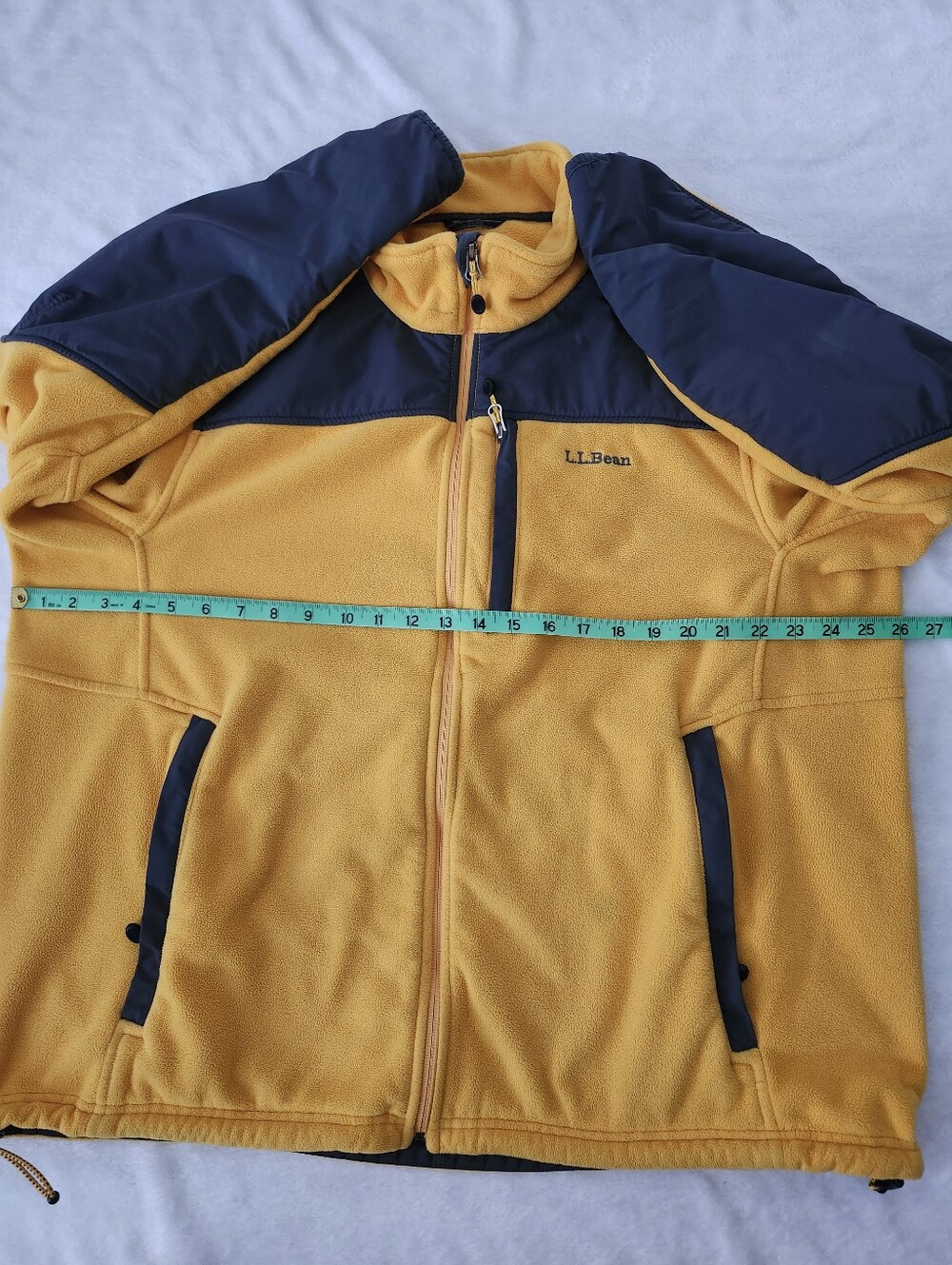 L.L. BEAN Men's Size XL Colorblock Polartec Fleece Sweater Jacket Grey Yellow - Picture 11 of 14